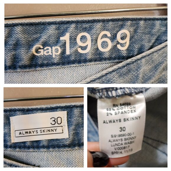 Gap 1969 Womens Always Skinny Jeans Size 30 Light Blue Mid Rise Stretch - Picture 7 of 12